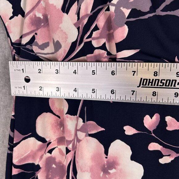 Coldwater Creek Maxi Dress Women 24W Navy Pink Floral Shift Stretch Cocktail NWT - Picture 6 of 12